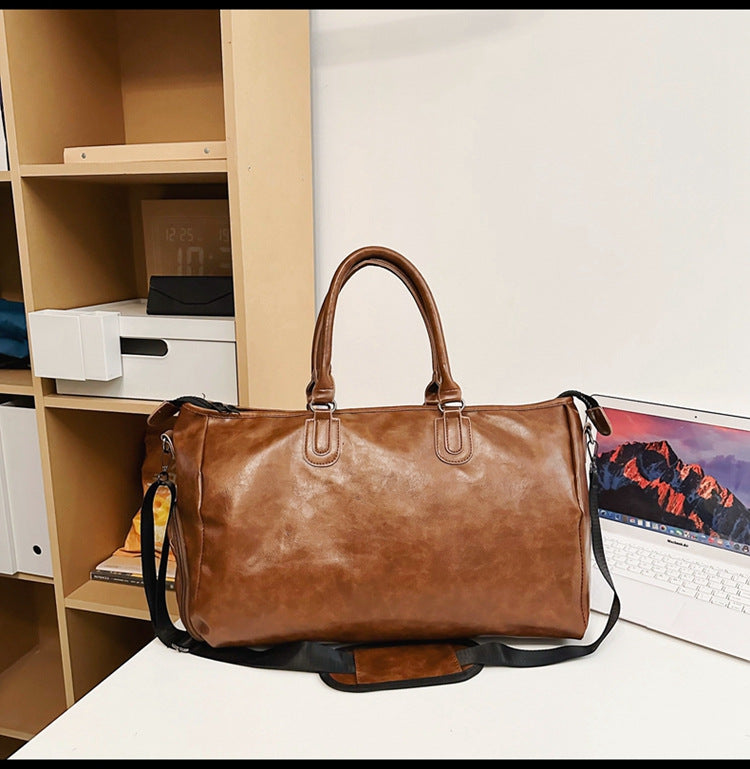 Brown Unisex Leather Fitness Bag
