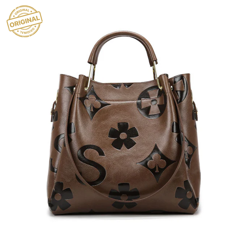 Dark Brown Elegant Embossed PU Leather Tote Bag for Women