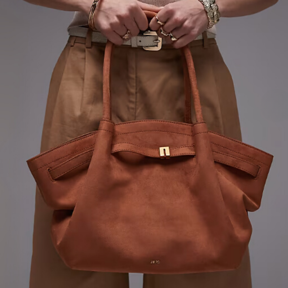 Dark Brown Elegant Suede Tote Bag