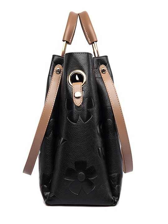 Elegant Embossed PU Leather Tote Bag for Women closeup view