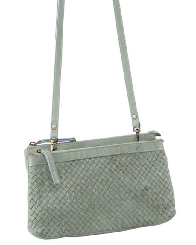 Pierre Cardin Woven Ladies Crossbody/Clutch Bag - Mint