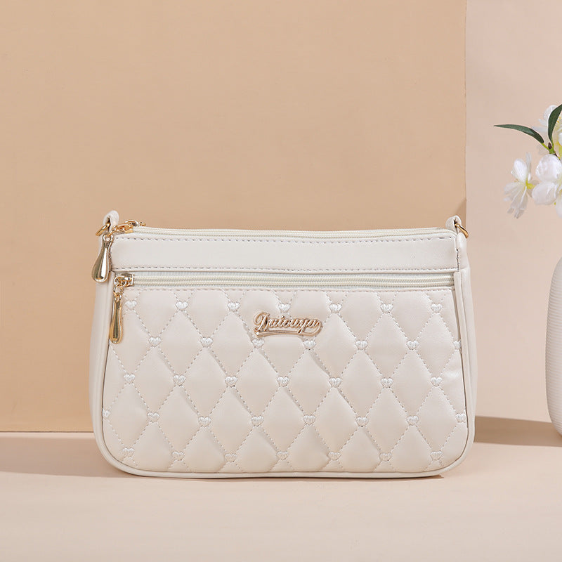 White Quilted PU Leather Crossbody Bag