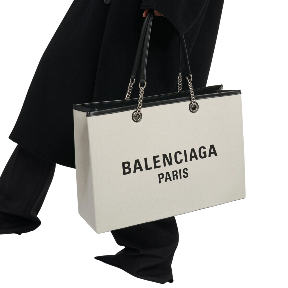 Balenciaga Gray Cotton Tote Bag lifestyle images