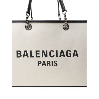 Balenciaga Gray Cotton Tote Bag front view