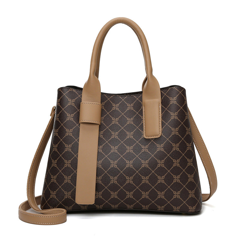 BrownBrown Retro Fashion Handbag front  close up 