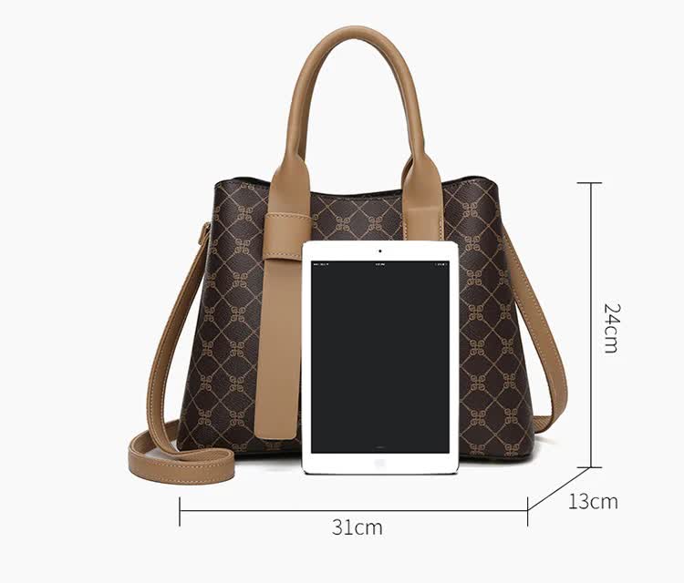 Brown Retro Fashion Handbag front view infographics