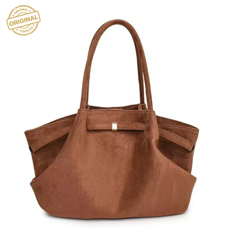 Dark Brown Elegant Suede Tote Bag - Soft and Stylish Handbag for Everyday Use