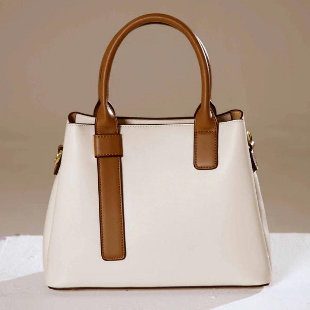 Off White And Brown Retro Fashion Handbag 