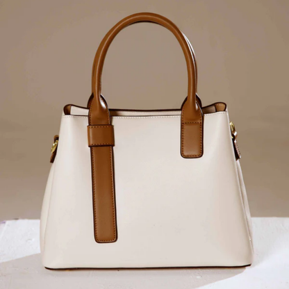 Off White And Brown Retro Fashion Handbag 