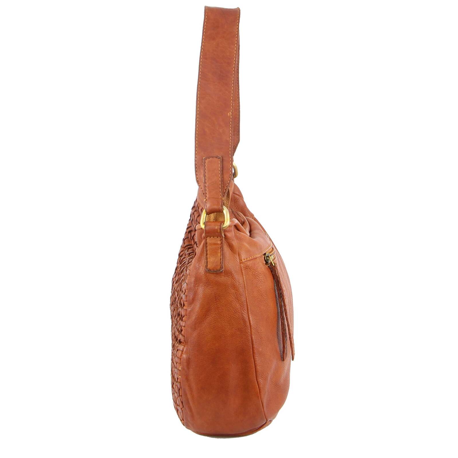 Pierre Cardin Woven Leather Ladies Crossbody Messenger Bag Travel  side view