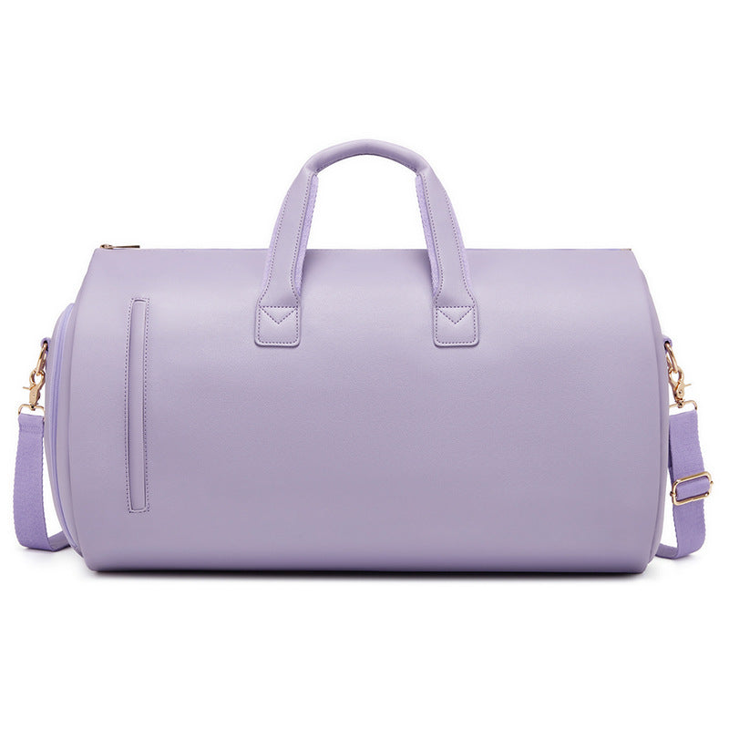 Purple PU Leather Travel Duffel Bag 