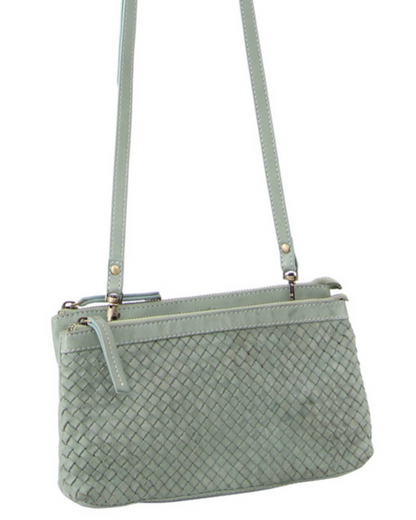 Pierre Cardin Woven Ladies Crossbody/Clutch Bag - Mint