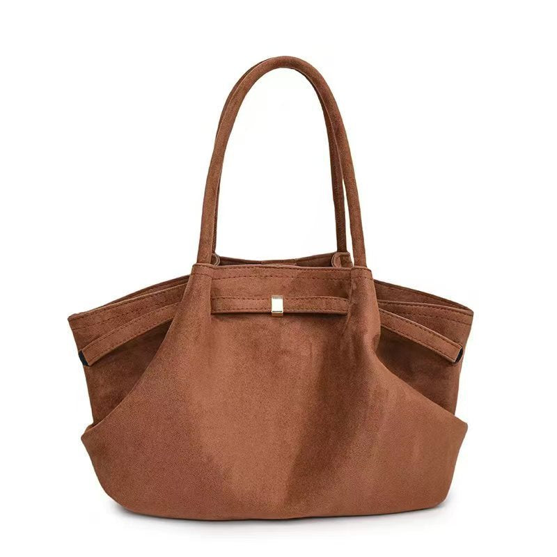Dark Brown Elegant Suede Tote Bag - Soft and Stylish Handbag for Everyday Use