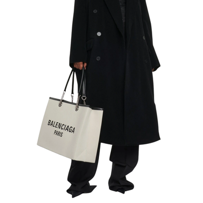 Balenciaga Gray Cotton Tote Bag holding